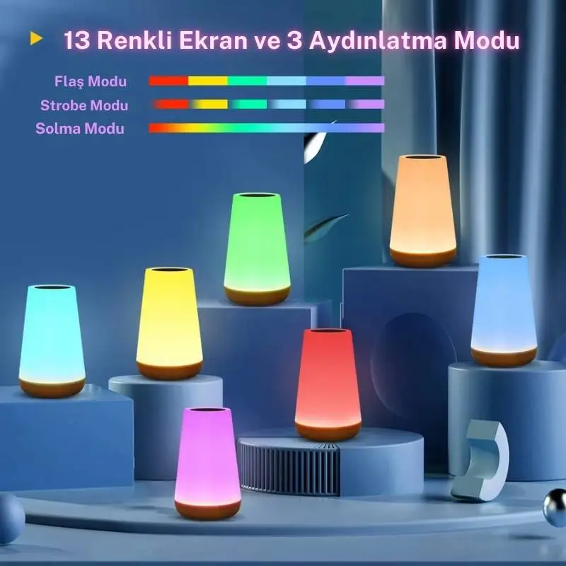 LED gece lambası 13 renk değiştirme RGB masa lambası dokunmatik uzaktan kumanda şarj edilebilir